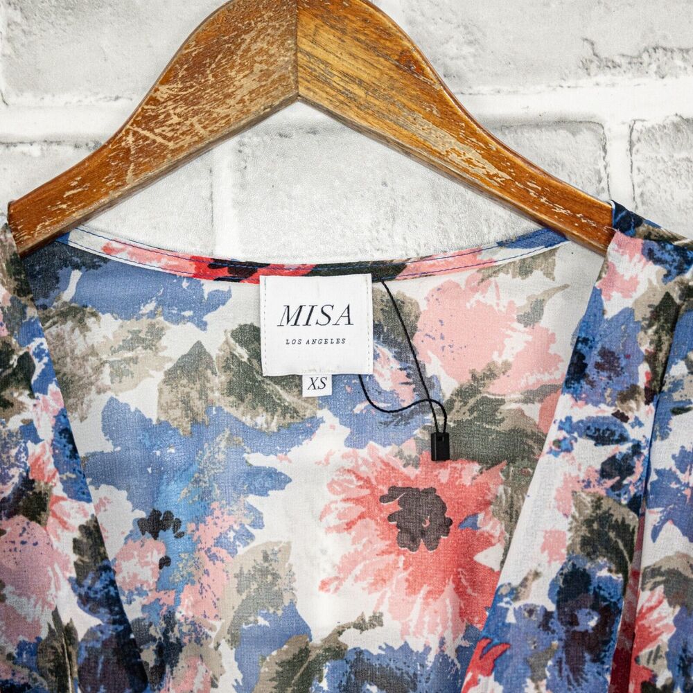 MISA Los Angeles Mini Dress tie Waist Tie-dye Floral Print Size XS - Picture 3 of 8